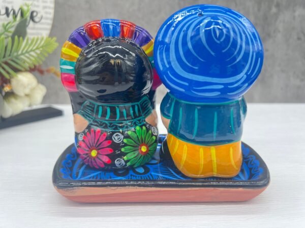 Salt And Pepper Shakers With Tray Made Of Clay Hand Painted Guerrero, Culture Of Mexico Salt And Pepper Set Lead Free Acrylic Paint - Image 5