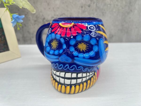 Cappuccino Skull Coffee Cup Made Of Clay Handmade And Handmade Painted Lead Free Guerrero Pottery, Coffee Cup Unique Designs For Expresso - Image 3