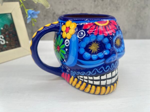 Cappuccino Skull Coffee Cup Made Of Clay Handmade And Handmade Painted Lead Free Guerrero Pottery, Coffee Cup Unique Designs For Expresso - Image 4