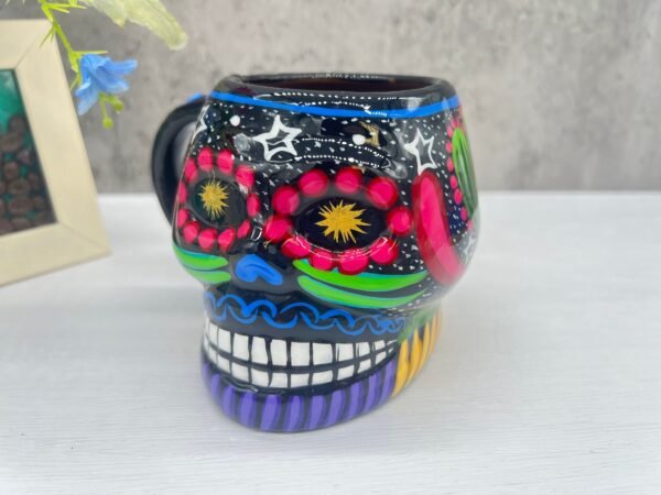 Cappuccino Skull Coffee Cup Made Of Clay Handmade And Handmade Painted Lead Free Guerrero Pottery, Coffee Cup Unique Designs For Expresso - Image 3