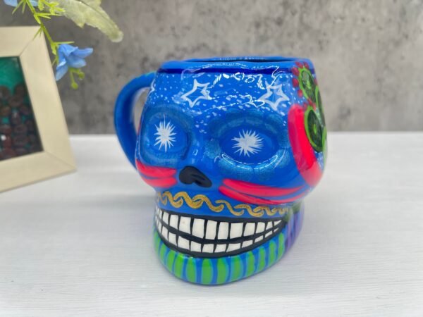 Cappuccino Skull Coffee Cup Made Of Clay Handmade And Handmade Painted Lead Free Guerrero Pottery, Coffee Cup Unique Designs For Expresso - Image 3