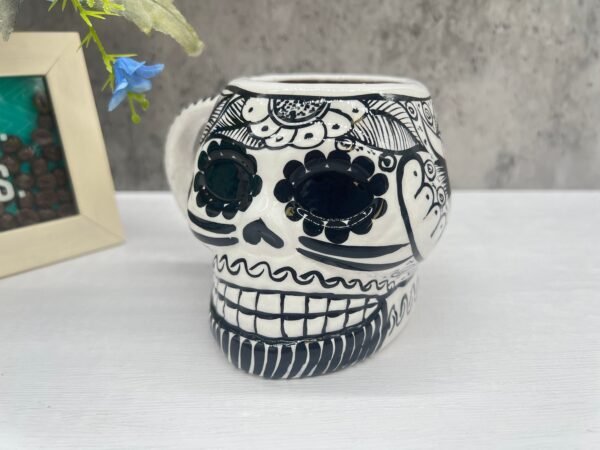 Cappuccino Skull Coffee Cup Made Of Clay Handmade And Handmade Painted Lead Free Guerrero Pottery, Coffee Cup Unique Designs For Expresso - Image 3