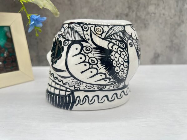 Cappuccino Skull Coffee Cup Made Of Clay Handmade And Handmade Painted Lead Free Guerrero Pottery, Coffee Cup Unique Designs For Expresso - Image 4