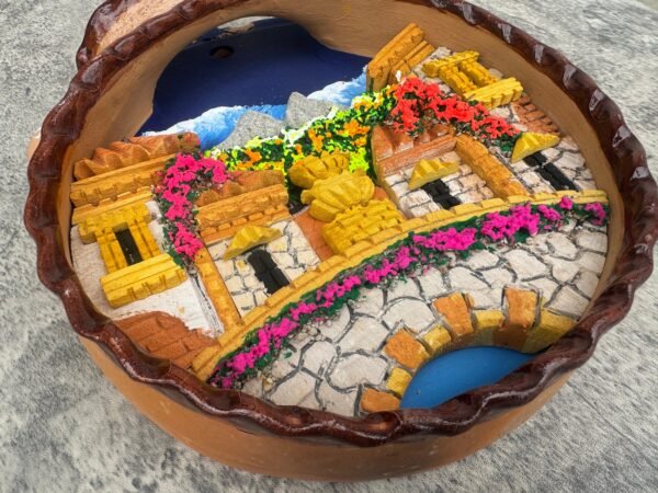 Wall Art 3D In Rock Pomez And Clay Frame/ Hand Carved And Design In Mexico Cantarito Charm Unique  Colorful Folk Wall Art Landscape Painting - Image 3