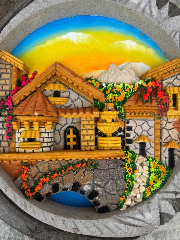 Wall Art 3D In Rock Pomez And Quarry Frame/ Hand Carved And Design In Mexico Unique  Charm And Colorful Folk Wall Art Landscape Painting - Image 4