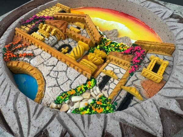 Wall Art 3D In Rock Pomez And Quarry Frame/ Hand Carved And Design In Mexico Unique  Charm And Colorful Folk Wall Art Landscape Painting - Image 3