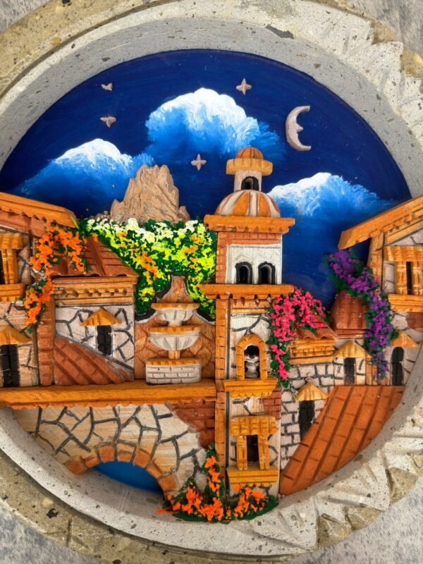 Wall Art 3D In Rock Pomez And Quarry Frame/ Hand Carved And Design In Mexico Unique  Charm And Colorful Folk Wall Art Landscape Painting - Image 4