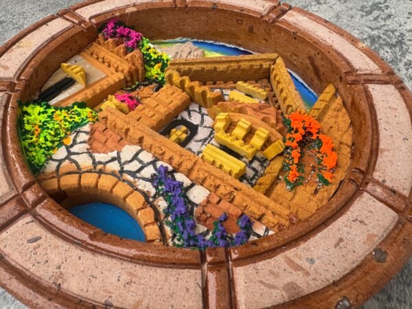 Wall Art 3D In Rock Pomez And Quarry Frame/ Hand Carved And Design In Mexico Unique  Charm And Colorful Folk Wall Art Landscape Painting - Image 3