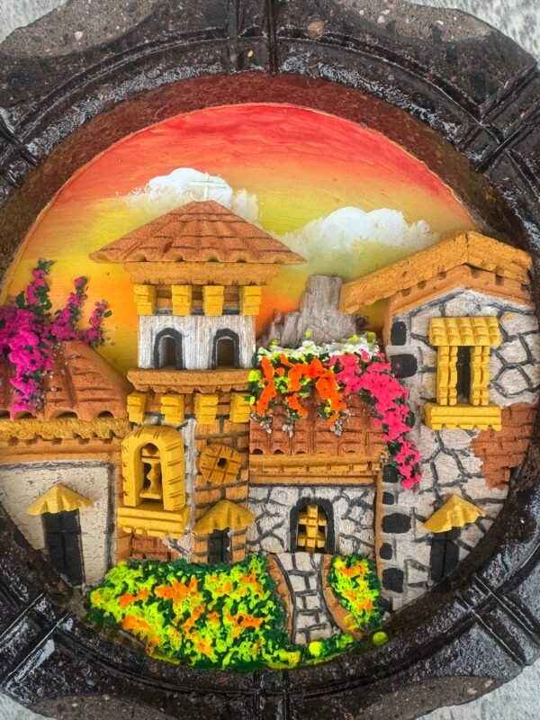 Wall Art 3D In Rock Pomez And Quarry Frame/ Hand Carved And Design In Mexico Unique  Charm And Colorful Folk Wall Art Landscape Painting - Image 4