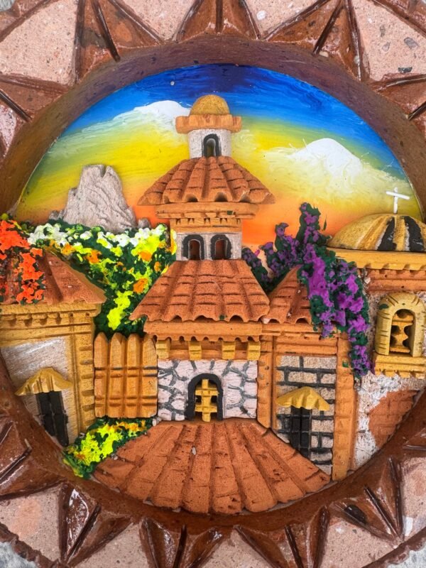 Wall Art 3D In Rock Pomez And Quarry Frame/ Hand Carved And Design In Mexico Unique  Charm And Colorful Folk Wall Art Landscape Painting - Image 3