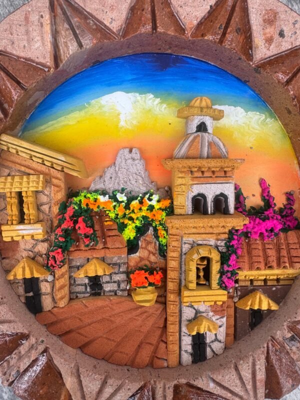 Wall Art 3D In Rock Pomez And Quarry Frame/ Hand Carved And Design In Mexico Unique  Charm And Colorful Folk Wall Art Landscape Painting - Image 4