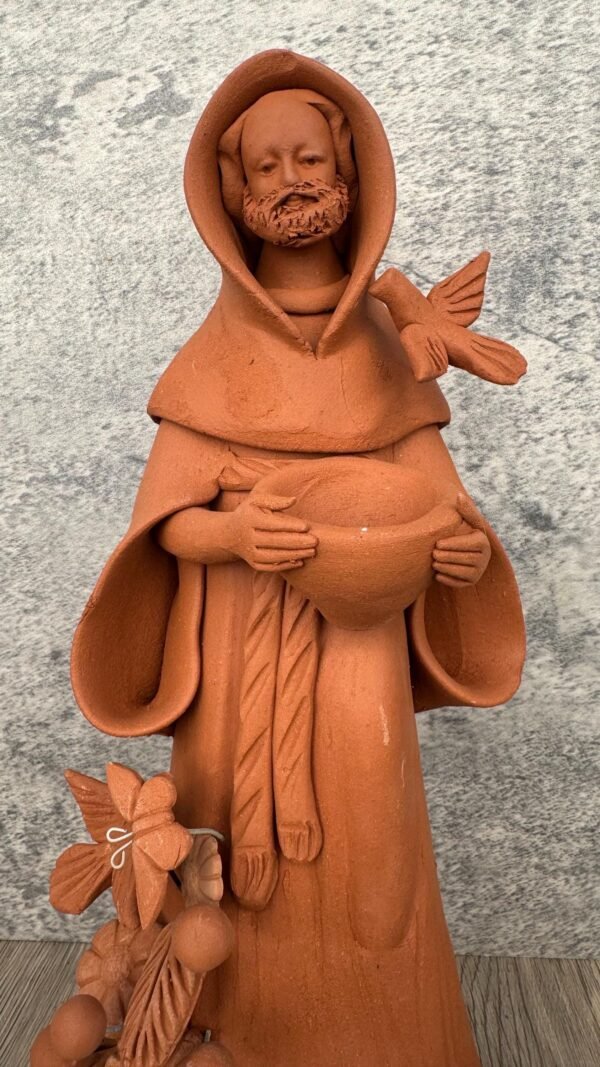San Francisco  Clay Statue of Saint Francis of Assisi – San Francisco de Asís Religious Sculpture Santo Home Decor Michoacan Handmade Mexico - Image 4