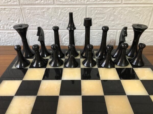 LARGE Chess set 13.77” x 13.77”, Marble Chess set in black and honey, Stone Chess Set, Chess set handmade, Italian design - Image 8