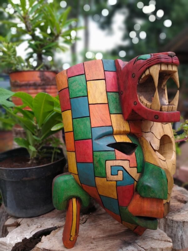 Prehispanic Wooden mask, Mayan culture, Mexican wall art, Hand carved ASK FOR CUSTOMIZE - Image 3