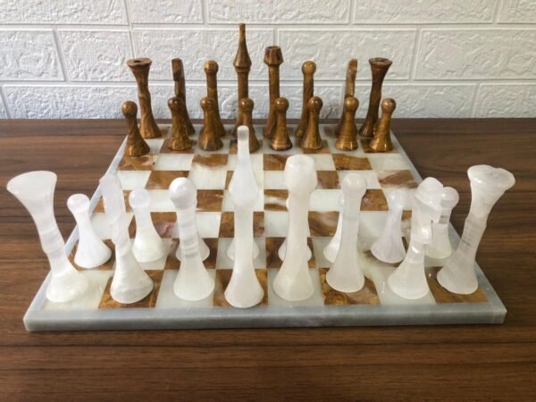 LARGE Chess set 13.77” x 13.77”, Marble Chess set in white and zarro, Stone Chess Set, Chess set handmade, Italian design - Image 8