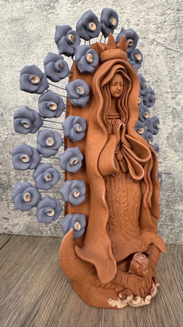 Virgin Mary clay pieces, Mexican decoration, Mary Virgin sculpture, Modern Design Natural Clay Metepec Estado de México Virgencita - Image 3