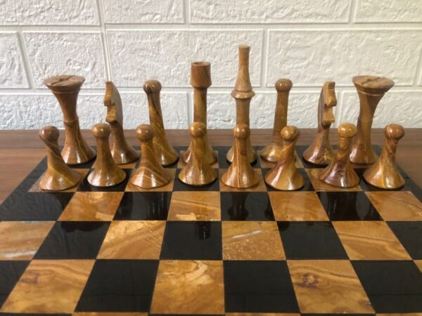 LARGE Chess set 13.77” x 13.77”, Marble Chess set in black and orange, Stone Chess Set, Chess set handmade, Italian design - Image 4