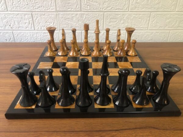 LARGE Chess set 13.77” x 13.77”, Marble Chess set in black and orange, Stone Chess Set, Chess set handmade, Italian design - Image 9