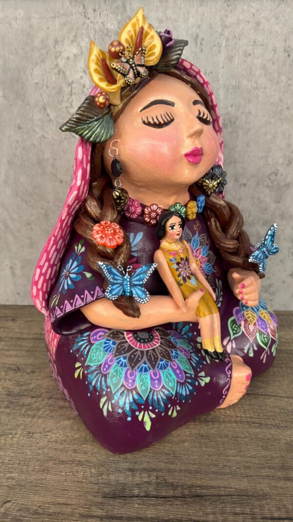 Pachamama Handmade Sculpture – Mexican Mother Earth Art, Colorful Clay Figurine, Spiritual Decor, Indigenous Folk Art, Home Decor Metepec - Image 5