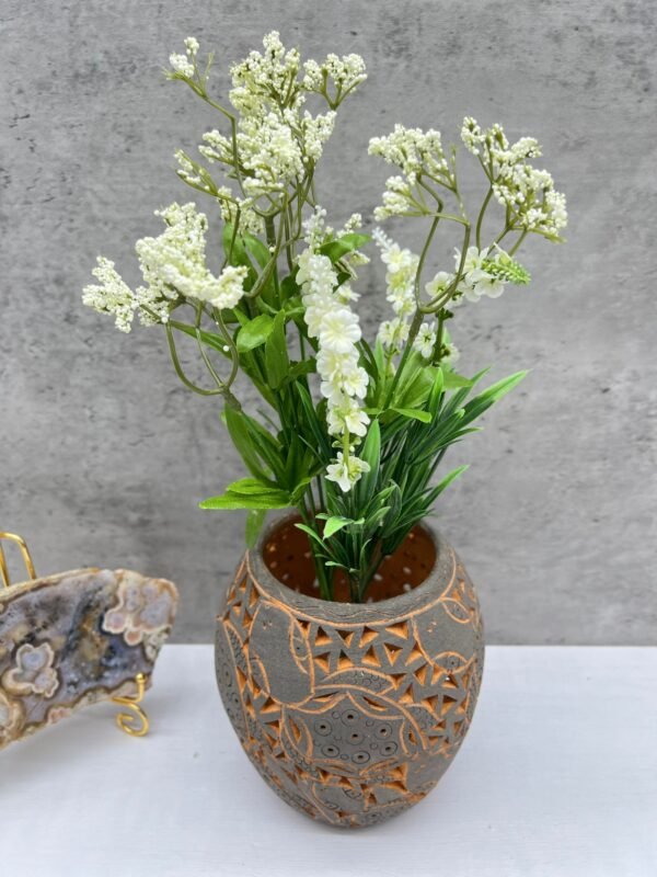 Mexican pottery, Clay plant pot, Pottery luminary, White clay vase, Mexican vase, Mexican clay pot, Oaxaca pottery, White pottery vase - Image 4