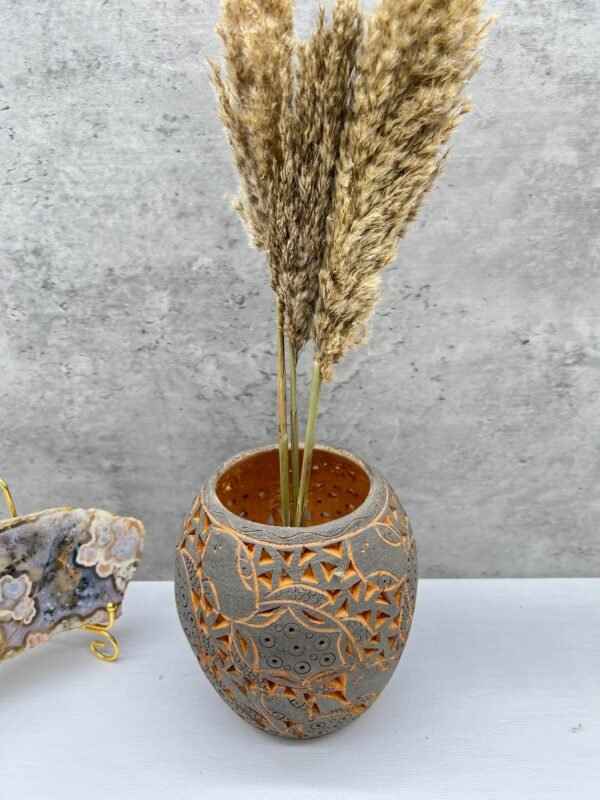 Mexican pottery, Clay plant pot, Pottery luminary, White clay vase, Mexican vase, Mexican clay pot, Oaxaca pottery, White pottery vase - Image 5