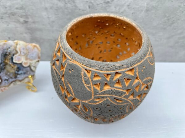 Mexican pottery, Clay plant pot, Pottery luminary, White clay vase, Mexican vase, Mexican clay pot, Oaxaca pottery, White pottery vase - Image 6