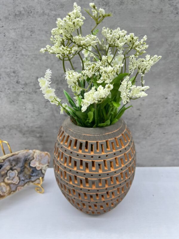Mexican pottery, Clay plant pot, Pottery luminary, White clay vase, Mexican vase, Mexican clay pot, Oaxaca pottery, White pottery vase - Image 4