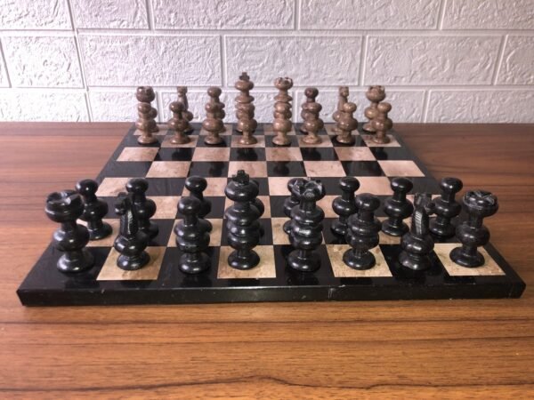 LARGE Chess set 13.77” x 13.77”, Marble Chess set in brown and black, Stone Chess Set, Chess set handmade - Image 3