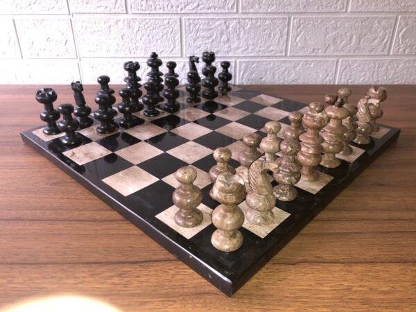 LARGE Chess set 13.77” x 13.77”, Marble Chess set in brown and black, Stone Chess Set, Chess set handmade - Image 5