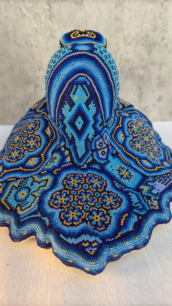 Bear Statue  Huichol Sculpture Of Mexican Folk Art, Oso Wixarika As A Mexican Decorative Figure , Made Of Resin, Beads We “Customize” - Image 5