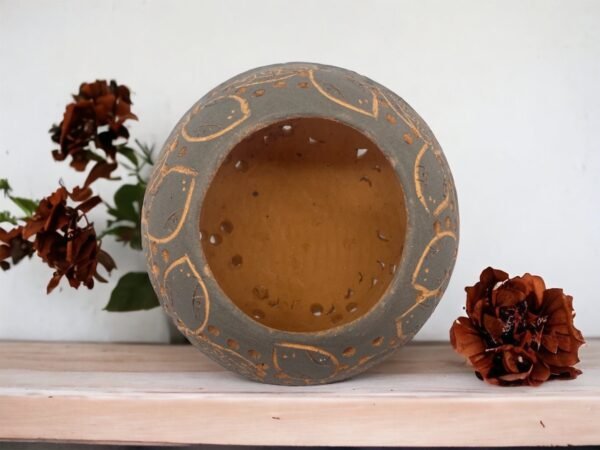 Oaxaca Vase White And Brown Clay Handcrafted Plant Pot, Pottery Luminary, White Clay Vase, Mexican Vase, Oaxaca Pottery For Home Decor - Image 3