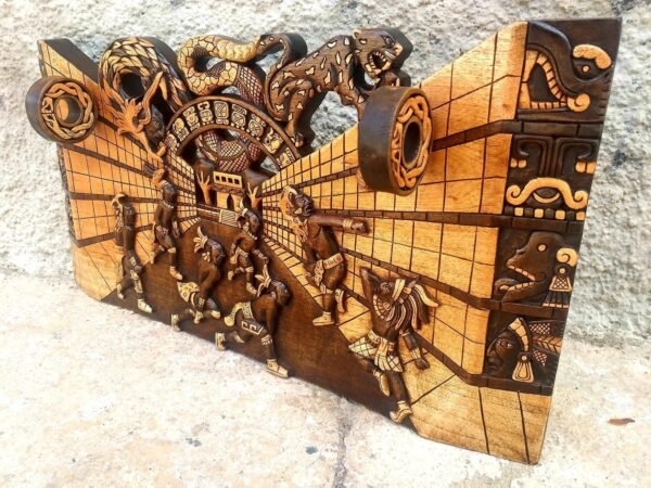Mayan wall decor, Mexican painting, Quetzalcoatl, Prehispanic, Wood carving, Handcrafted - Image 3
