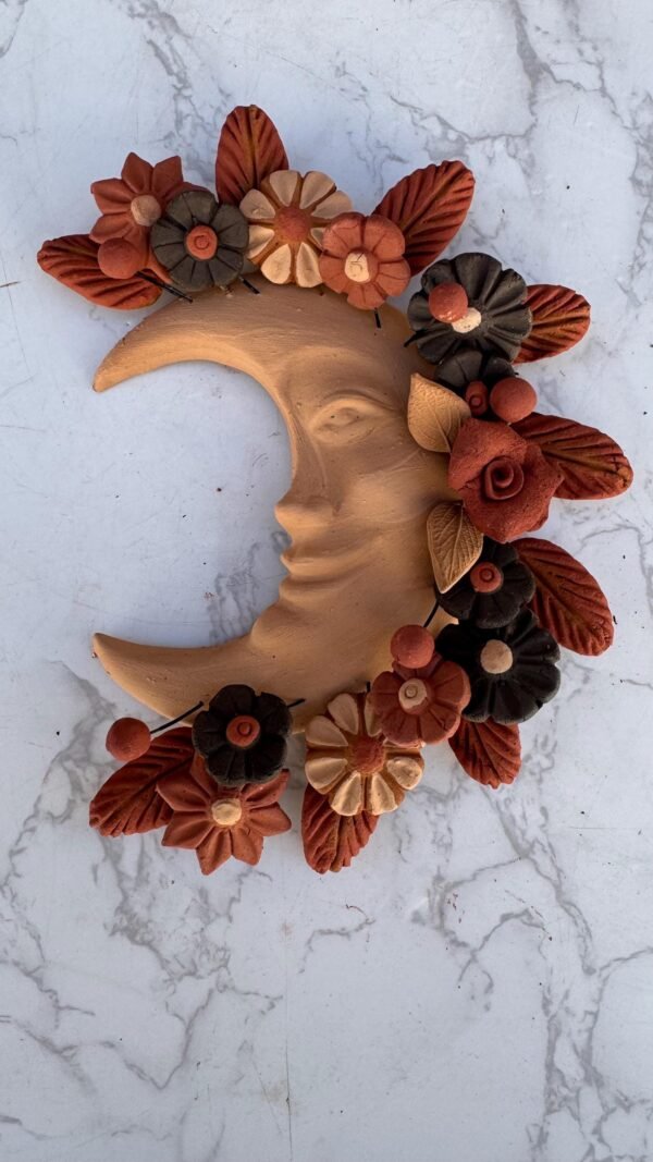 Filigrana Clay Moon Wall Hanging Ornament Artistic  Oaxaca México By Artisans Handmade Crafts, Home Decor Folk Art,  Pastillaje Technique - Image 3