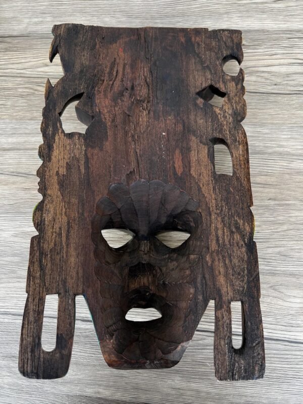 Prehispanic Wooden Mask, Mayan Culture, Made By Mayan Artisans Yucatán MEX Wall Art, Hand Carved And Painted Cedar Wood Folk Art WeCUSTOMIZE - Image 4