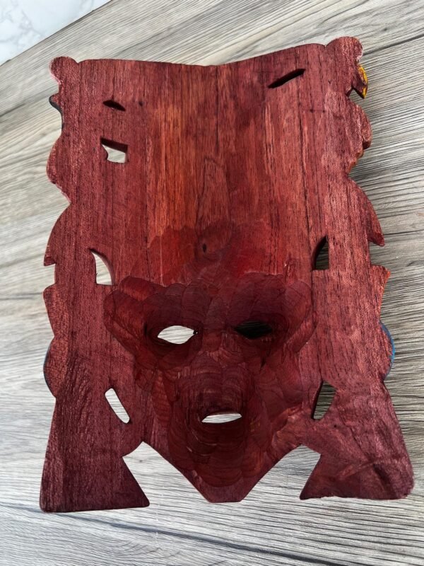 Prehispanic Wooden Mask, Mayan Culture, Made By Mayan Artisans Yucatán MEX Wall Art, Hand Carved And Painted Cedar Wood Folk Art WeCUSTOMIZE - Image 4