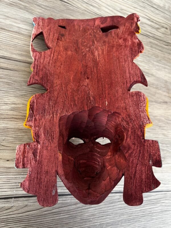 Prehispanic Wooden Mask, Mayan Culture, Made By Mayan Artisans Yucatán MEX Wall Art, Hand Carved And Painted Cedar Wood Folk Art WeCUSTOMIZE - Image 4