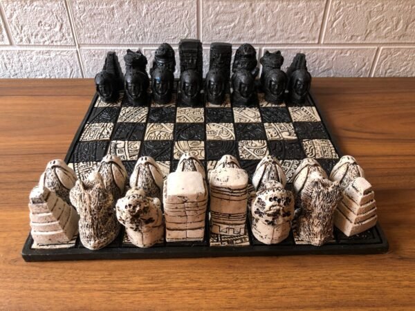 Chess set 12.59” x 12.59”, Resin Chess set in black and white, Chess set handmade, Soviet chess set, Mexican chess - Image 3