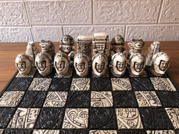 Chess set 12.59” x 12.59”, Resin Chess set in black and white, Chess set handmade, Soviet chess set, Mexican chess - Image 5