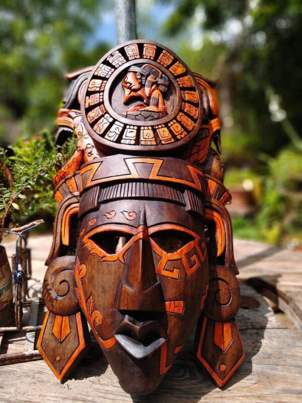 Prehispanic Wooden mask, Mayan culture, Mexican wall art, Hand carved ASK FOR CUSTOMIZE - Image 3