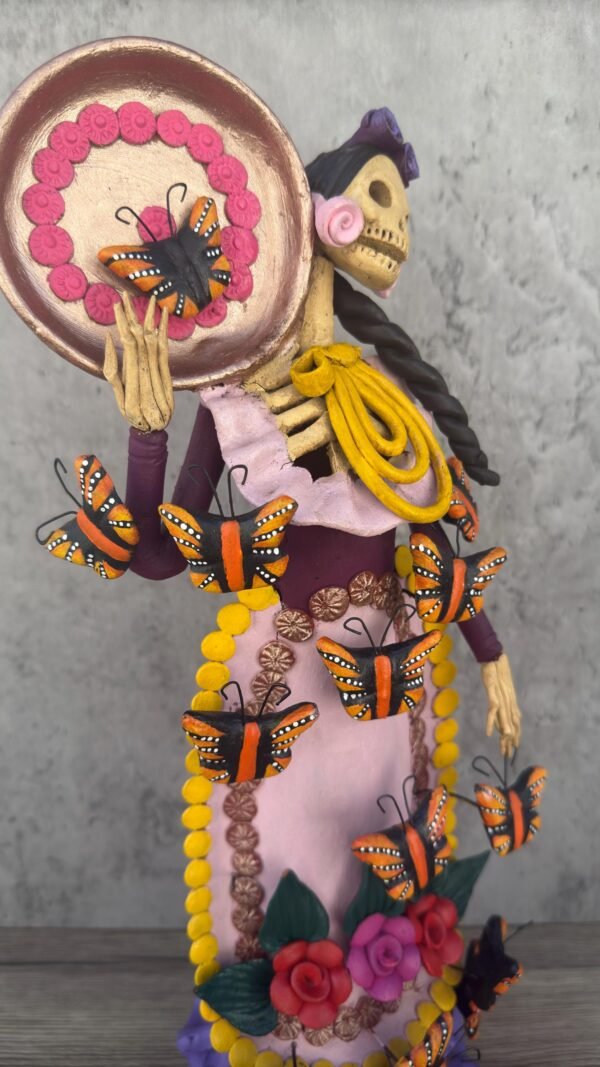 16” Catrina Michoacán Original Clay Handcrafted Frida Kahlo Doll, Day Of The Dead, Human Skeleton, Mexican Decorations, Sugar Skull - Image 3