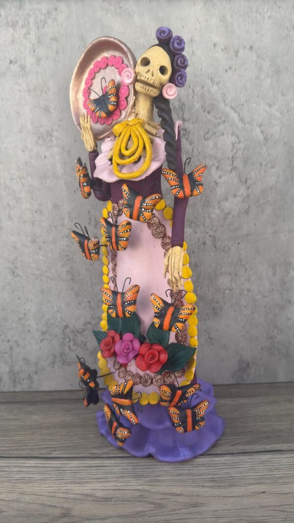 16” Catrina Michoacán Original Clay Handcrafted Frida Kahlo Doll, Day Of The Dead, Human Skeleton, Mexican Decorations, Sugar Skull - Image 5