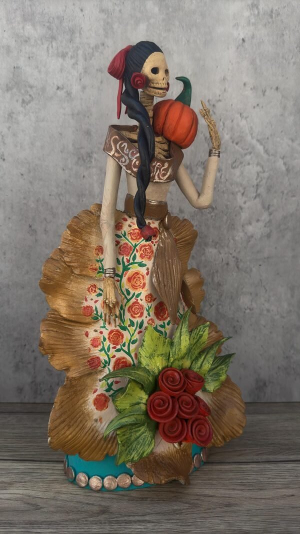 16” Catrina Michoacán Original Clay Handcrafted Frida Kahlo Doll, Day Of The Dead, Human Skeleton, Mexican Decorations, Sugar Skull - Image 3