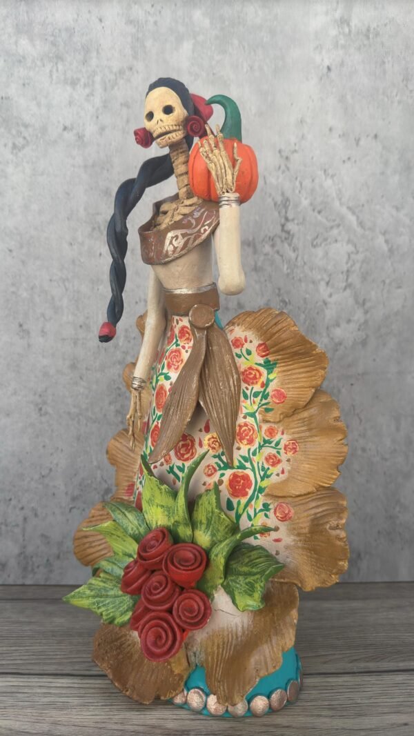 16” Catrina Michoacán Original Clay Handcrafted Frida Kahlo Doll, Day Of The Dead, Human Skeleton, Mexican Decorations, Sugar Skull - Image 4