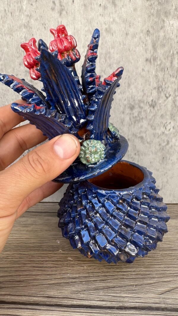Mexican pottery, Pineapple decor, Mexican decoration, Pineapple sculpture, Glazed clay pineapple, Pottery from Michoacan - Image 3