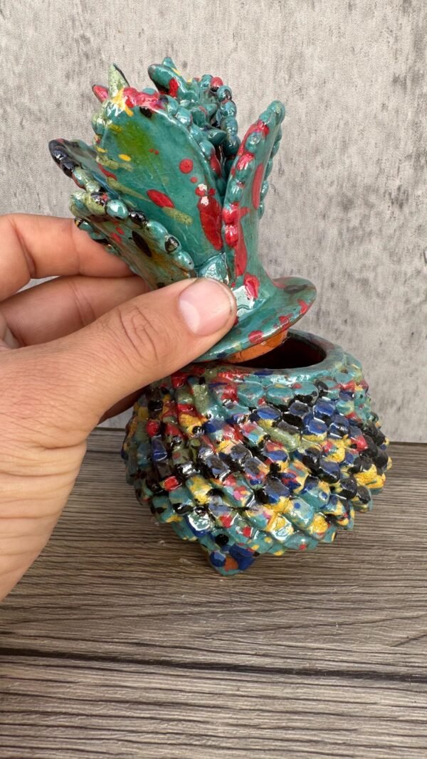 Mexican pottery, Pineapple decor, Mexican decoration, Pineapple sculpture, Glazed clay pineapple, Pottery from Michoacan - Image 3