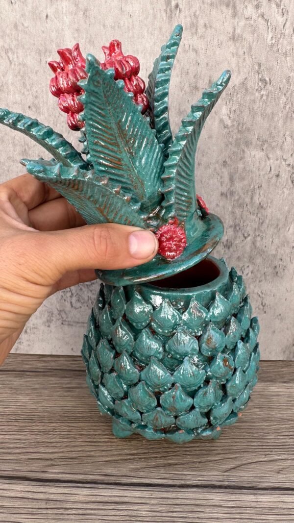 Mexican pottery, Pineapple decor, Mexican decoration, Pineapple sculpture, Glazed clay pineapple, Pottery from Michoacan - Image 3