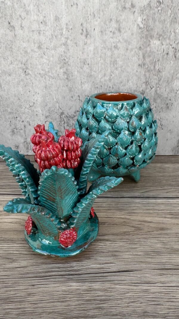 Mexican pottery, Pineapple decor, Mexican decoration, Pineapple sculpture, Glazed clay pineapple, Pottery from Michoacan - Image 4