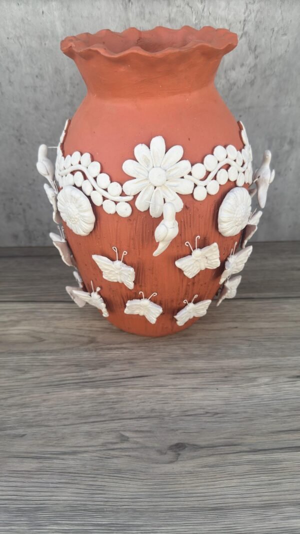Embroidered Clay Vase From Oaxaca México Home Decor Handcrafted Jarron Barro Bordado Oaxaca Handmade Unique Designs From Artisans - Image 4