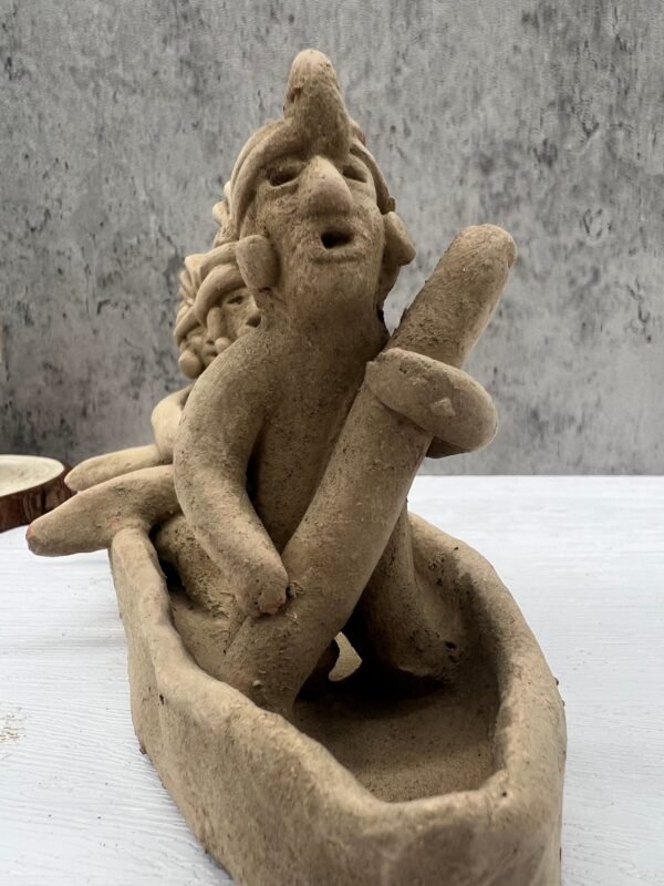 Canoe With  Offerings Handcraft Mexican Culture Home Decor Prehispanic Vintage Rustic Clay Material Antique Ancrestral Figurines - Image 5