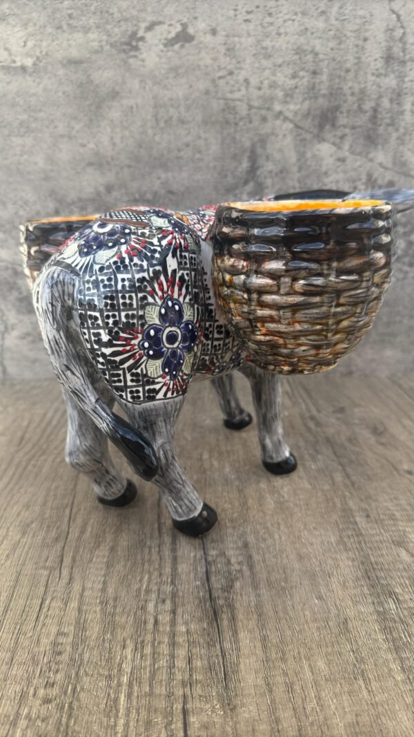 Donkey Pot Planter (2) Talavera  Figurine  Ceramic Pottery Artisan Hand Painted Farmhouse Decor Vibrant Folk Art from Puebla  Decor Burrito - Image 3